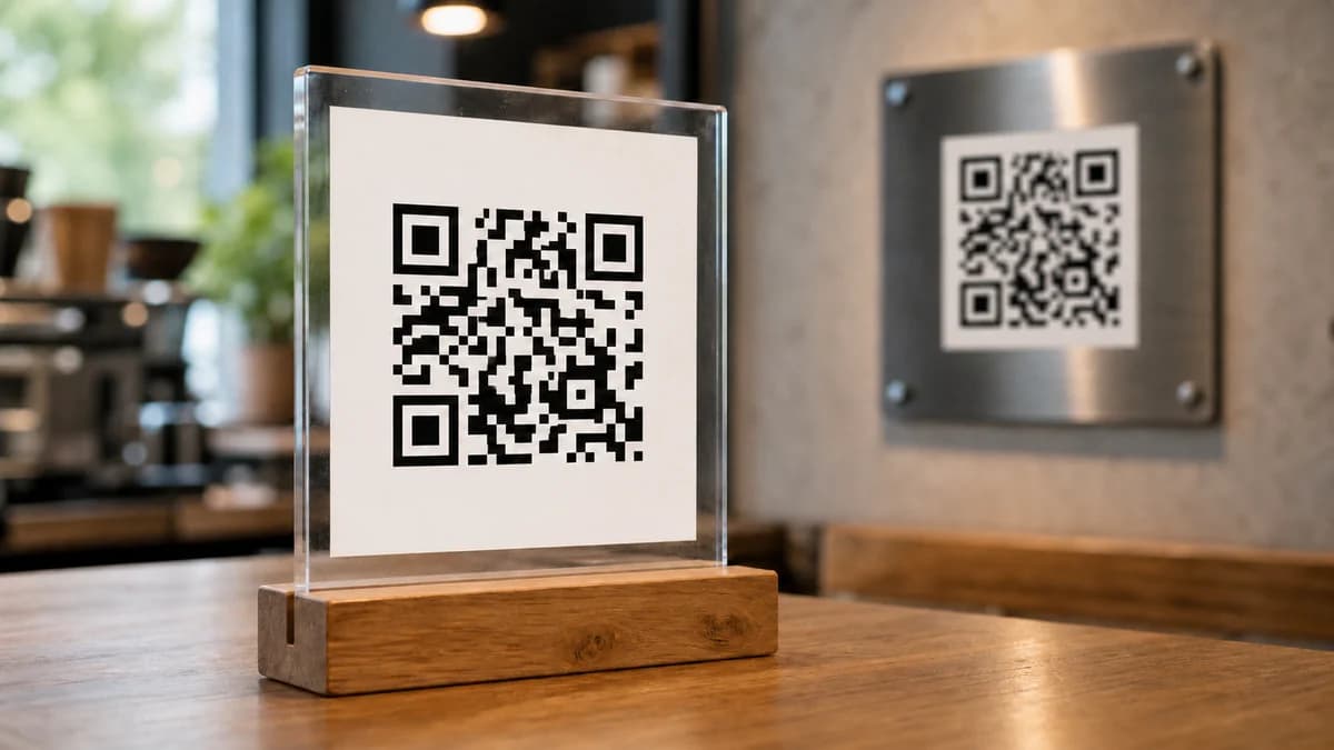 Табличка с QR-кодом: тейбл-тент, акрил, металл — заказать или сделать